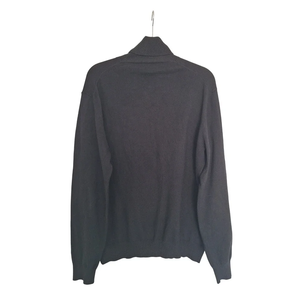 Automobili Lamborghini Mens Black Turtleneck Knit Sweater Logo XL